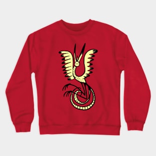 drawing yellow phoenix bird in leap Crewneck Sweatshirt